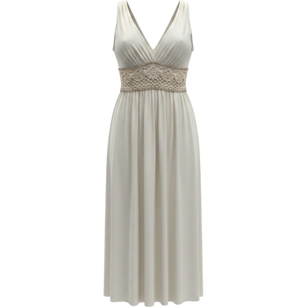 Tribute by Heni Neman Maxi Dress L Ivory Excellent Crochet Lace Empire Waist